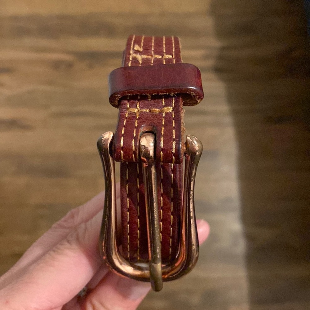 Red thin leather belt